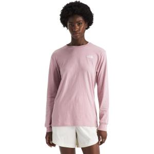 The North Face Women’s Evolution Simple Dome Long-Sleeve Tee – Classic Logo Graphic Tee, Soft Cotton Fabric(Metal Pink)