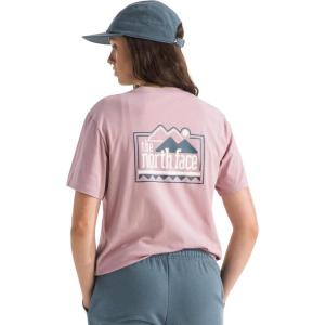 The North Face Women’s Explore Pin Relaxed Short Sleeve Tee – Casual Graphic T-Shirt, Regular Fit, Soft Cotton Fabric(Metal Pink)