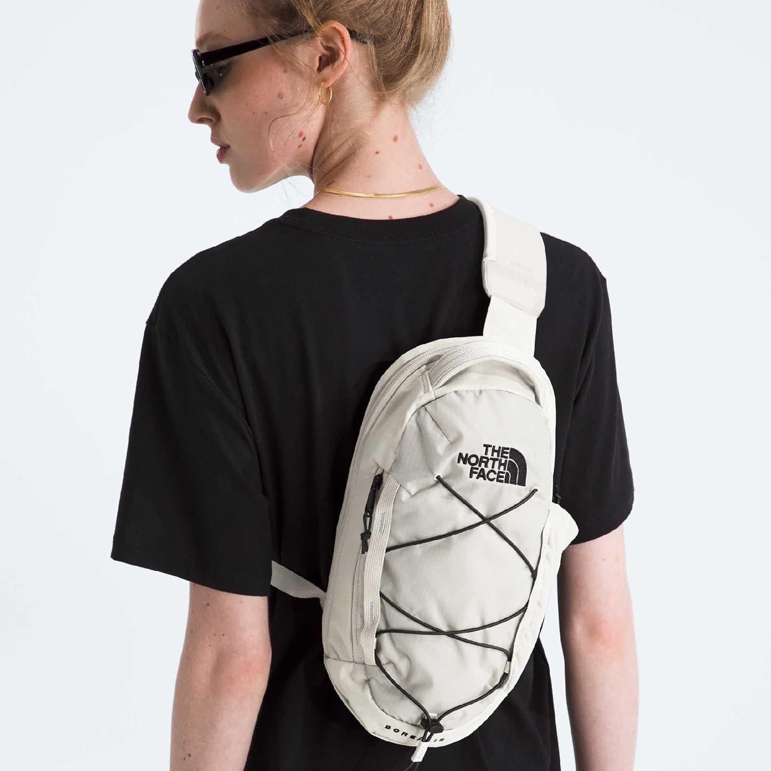 imageTHE NORTH FACE Borealis SIing Bag Crossbody Adjustable Strap Water Repellent Finish Multiple Compartments Tablet SleeveWhite DuneTnf Black