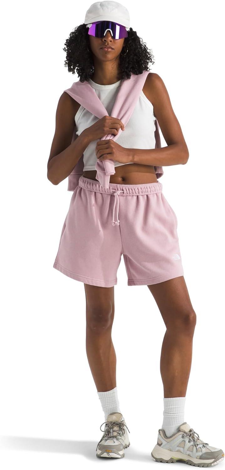 imageTHE NORTH FACE Womens Evolution Simple Dome Short Elastic Waistband With Adjustable Drawcord Pockets Embroidered LogoMetal Pink