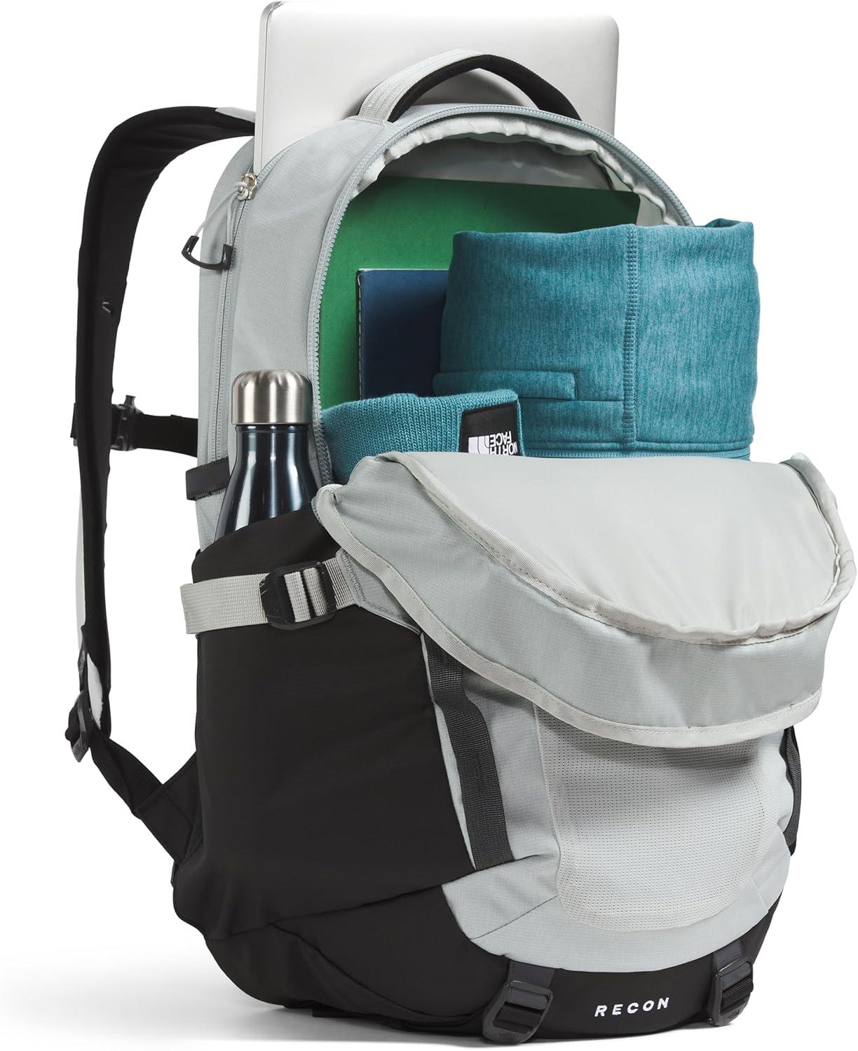 imageThe North Face Recon Everyday Laptop Backpack Daypack Water Repellent Laptop Sleeve 2 Water Bottle Pockets Asphalt Grey Light HeatherTNF BlackNPF One SizeTin Grey Dark HeatherAsphalt GreyTnf Blacknpf