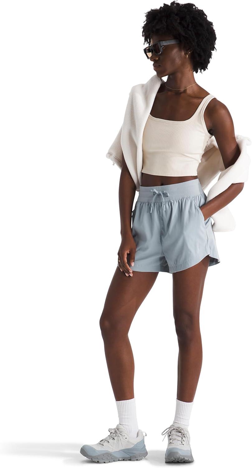 imageThe North Face Womens Aphrodite Arise 3 Short Standard amp Plus Size Moisture Wicking Adjustable Elastic WaistbandFrost Grey
