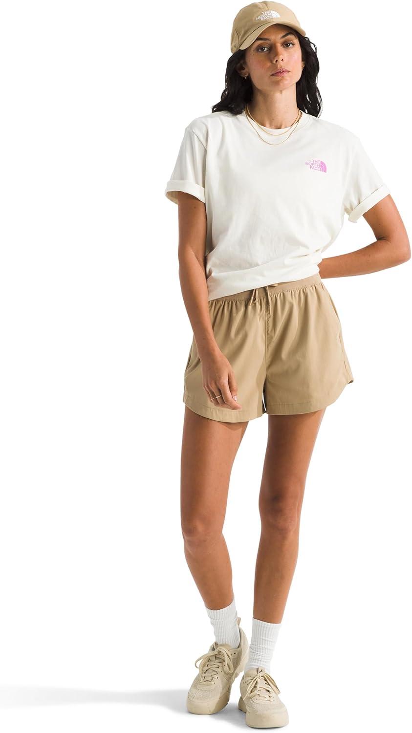 imageThe North Face Womens Aphrodite Arise 3 Short Standard amp Plus Size Moisture Wicking Adjustable Elastic WaistbandKhaki Stone