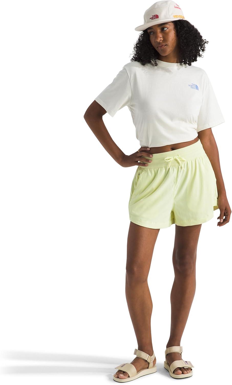 imageThe North Face Womens Aphrodite Arise 3 Short Standard amp Plus Size Moisture Wicking Adjustable Elastic WaistbandLemon Mist