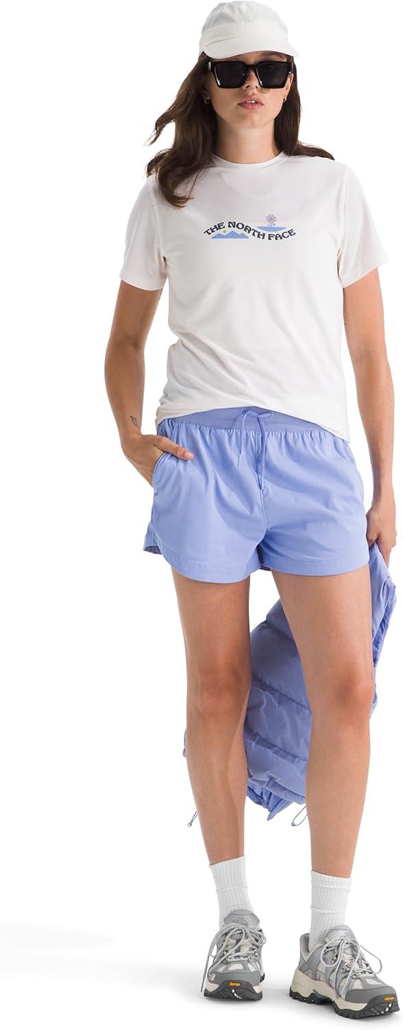 imageThe North Face Womens Aphrodite Arise 3 Short Standard amp Plus Size Moisture Wicking Adjustable Elastic WaistbandPeriwinkle Glow