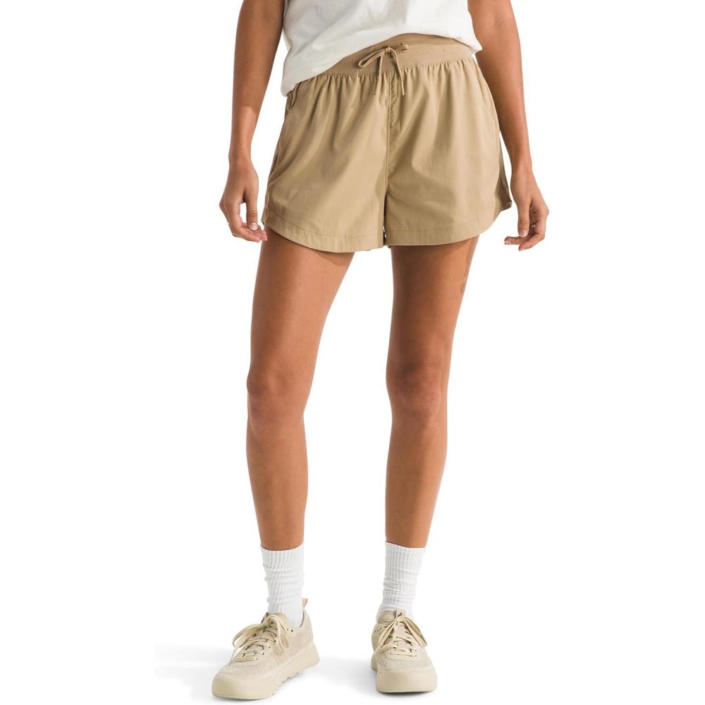 imageThe North Face Womens Aphrodite Arise 3 Short Standard amp Plus Size Moisture Wicking Adjustable Elastic WaistbandKhaki Stone