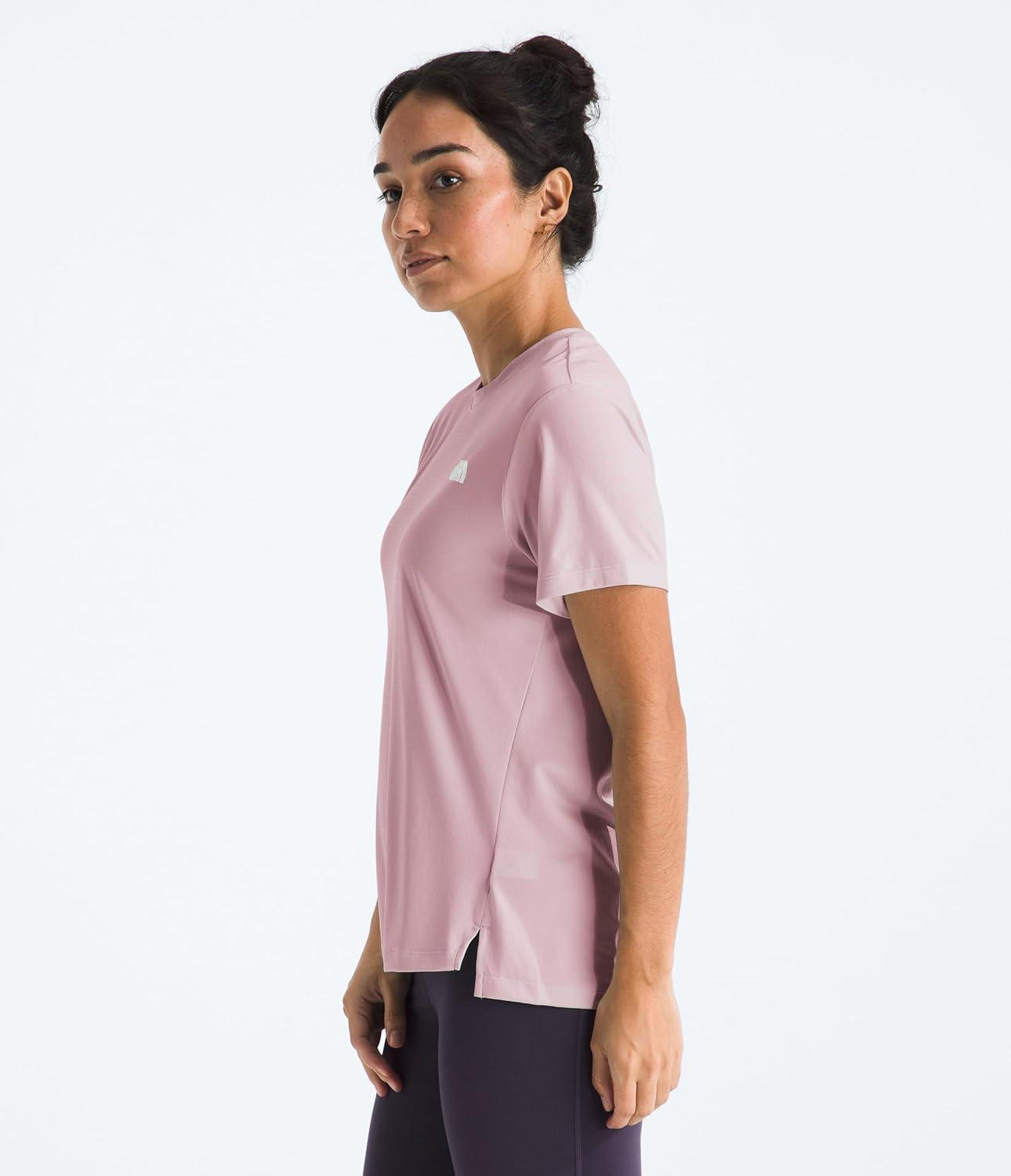 imageThe North Face Womens Flex ShortSleeve Tee Moisture Wicking Forward Set Side Seams Split HemMetal Pink