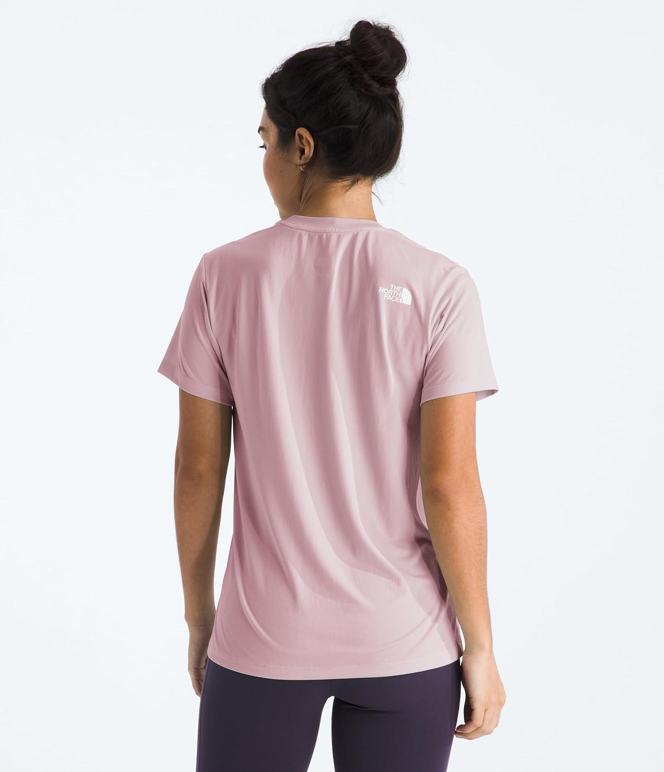 imageThe North Face Womens Flex ShortSleeve Tee Moisture Wicking Forward Set Side Seams Split HemMetal Pink