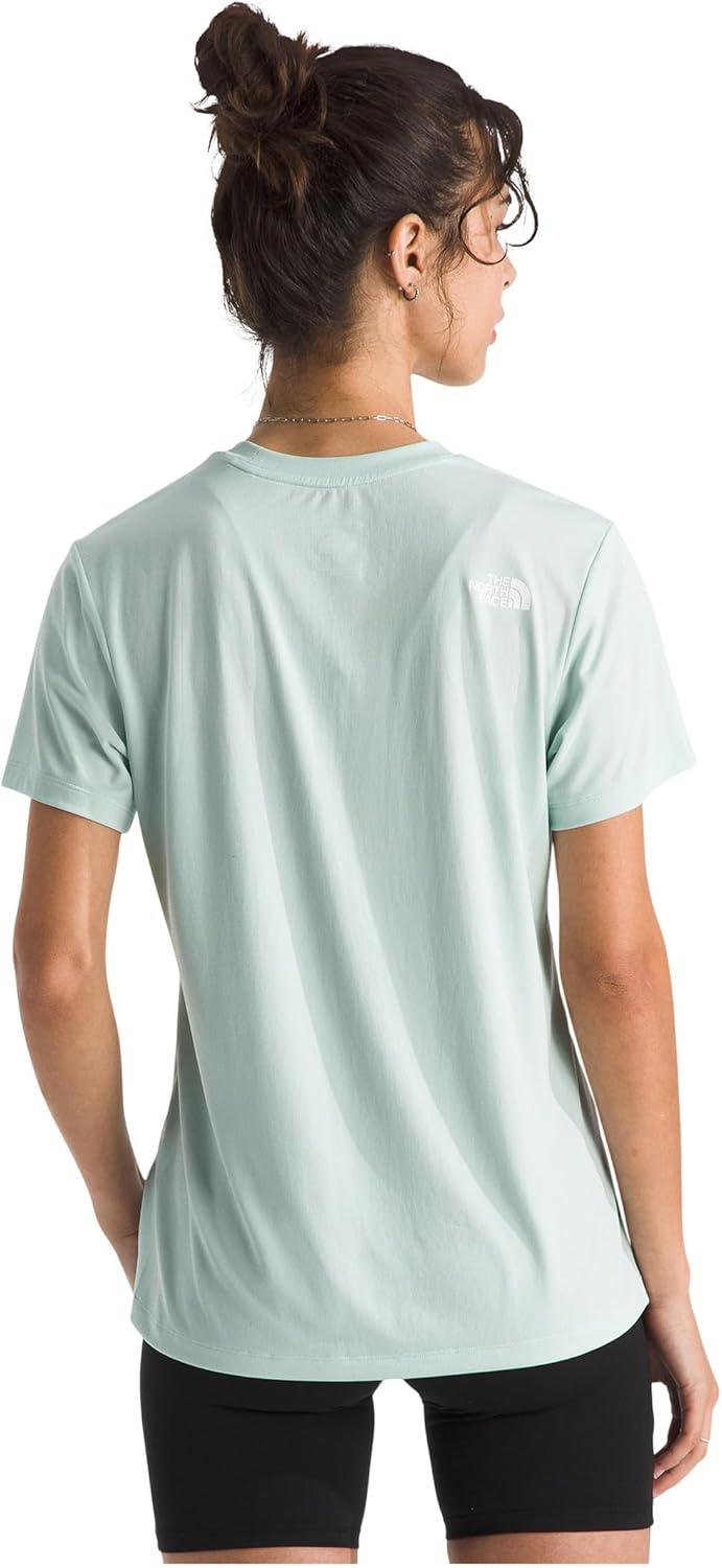 imageThe North Face Womens Flex ShortSleeve Tee Moisture Wicking Forward Set Side Seams Split HemOpal Frost