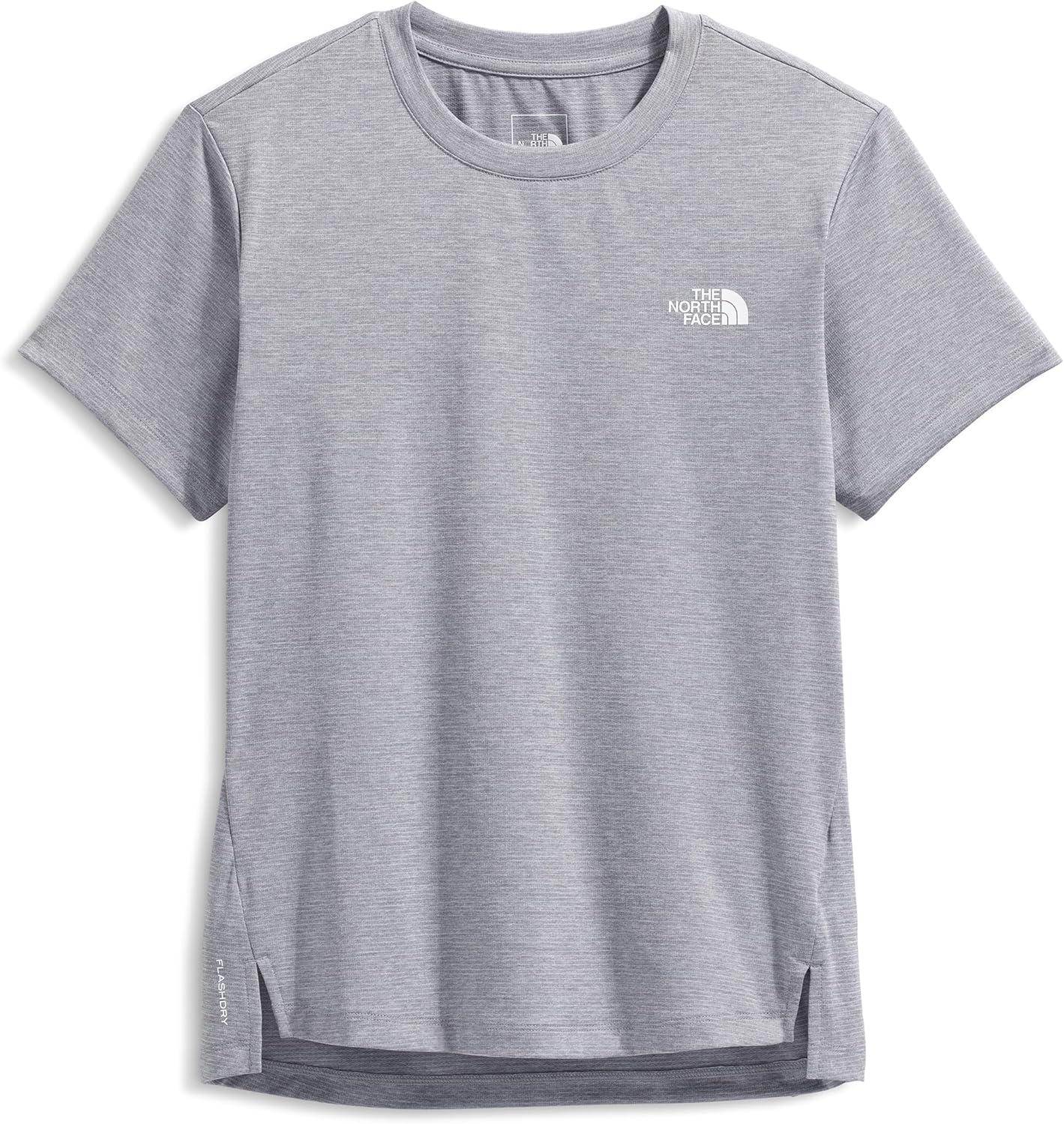 imageThe North Face Womens Flex ShortSleeve Tee Moisture Wicking Forward Set Side Seams Split HemTnf Pale Grey Heather