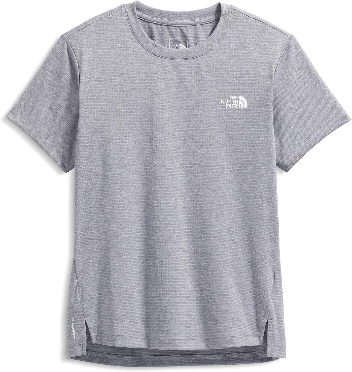 imageThe North Face Womens Flex ShortSleeve Tee Moisture Wicking Forward Set Side Seams Split HemTnf Pale Grey Heather