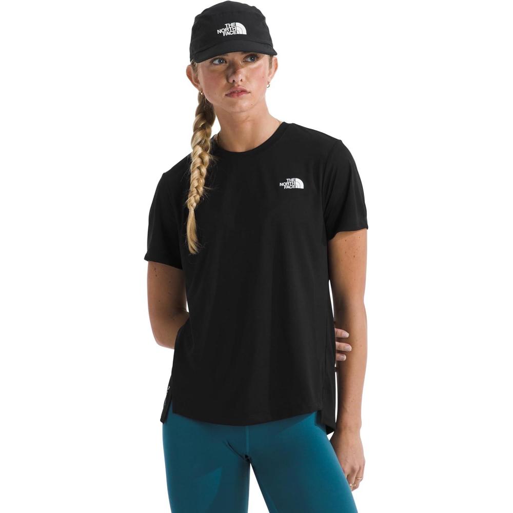 imageThe North Face Womens Flex ShortSleeve Tee Moisture Wicking Forward Set Side Seams Split HemTnf Black