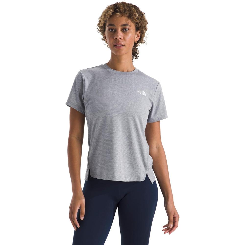 imageThe North Face Womens Flex ShortSleeve Tee Moisture Wicking Forward Set Side Seams Split HemTnf Pale Grey Heather