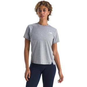 The North Face Women’s Flex Short-Sleeve Tee – Moisture Wicking, Forward Set Side Seams, Split Hem(Tnf Pale Grey Heather)