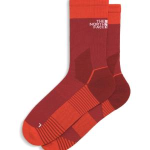 The North Face Unisex Trail Run Crew Sock – Breathable Stretchy Socks for Men & Women, Light Padding, Asymmetrical Toe Box(Iron Clay/Lava Red)