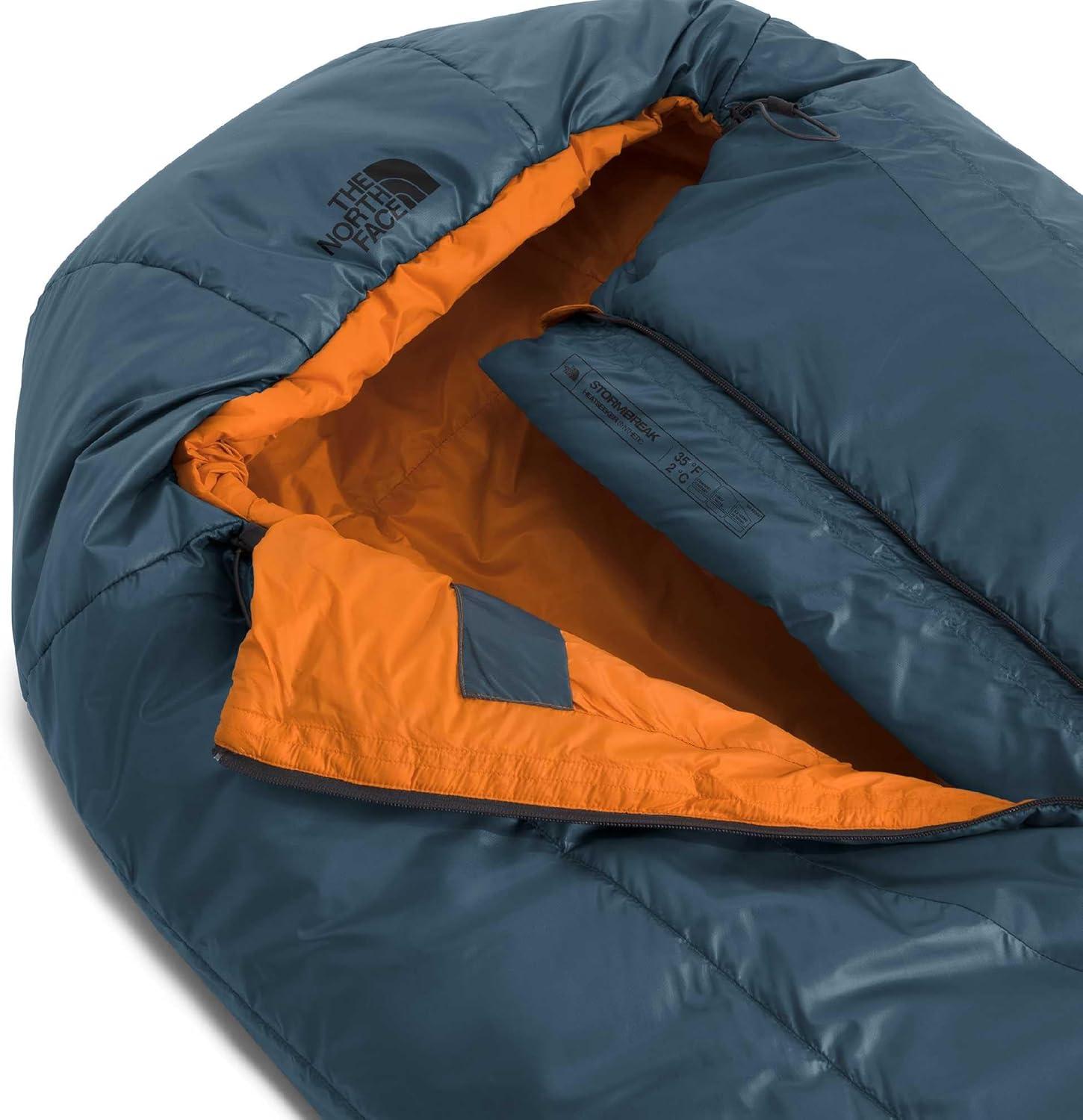 imageThe North Face SleepingBags Stormbreak 35F 17C Backpacking Sleeping Bag Water Repellent Fully Insulated Includes Stuff SackGranite GreyDust Orange