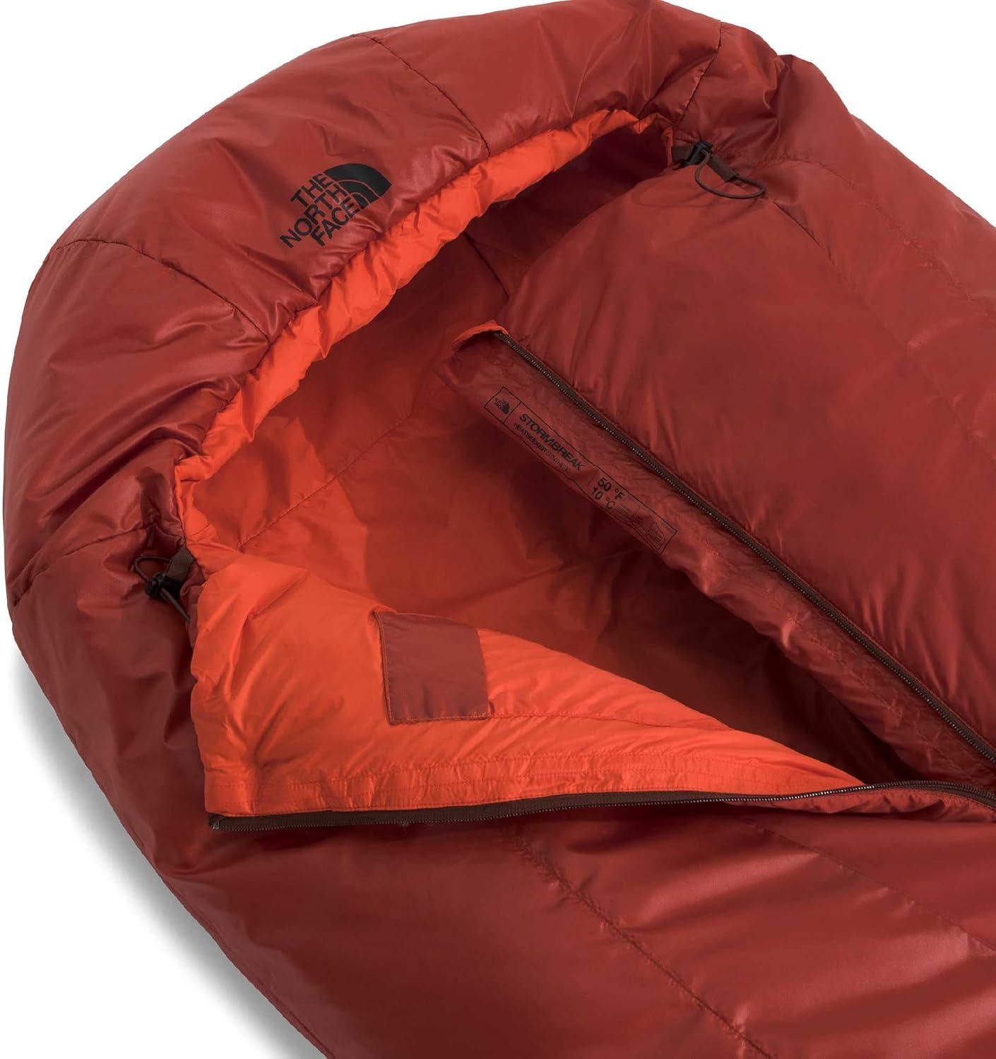 imageThe North Face SleepingBags Stormbreak 50F 10C Backpacking Sleeping Bag Water Repellent Fully Insulated Includes Stuff SackIron ClayLava Red
