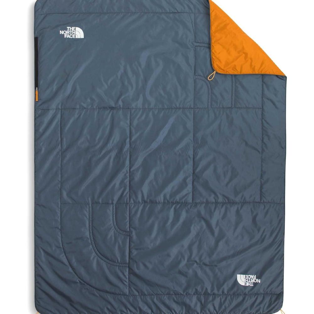 imageTHE NORTH FACE Wawona Blanket Insulated Blanket for Home and Camping Water Repellent Packable Design Granite GreyDust Orange One Size