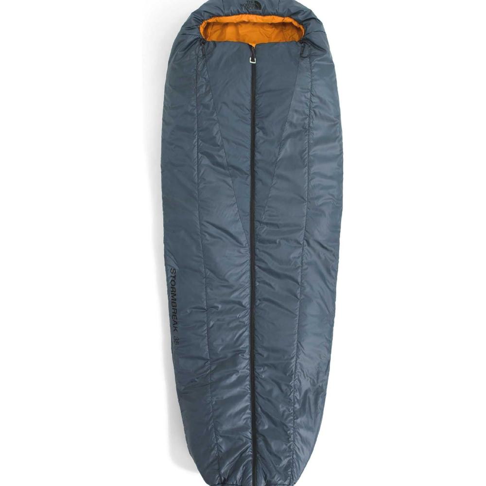 imageThe North Face SleepingBags Stormbreak 35F 17C Backpacking Sleeping Bag Water Repellent Fully Insulated Includes Stuff SackGranite GreyDust Orange