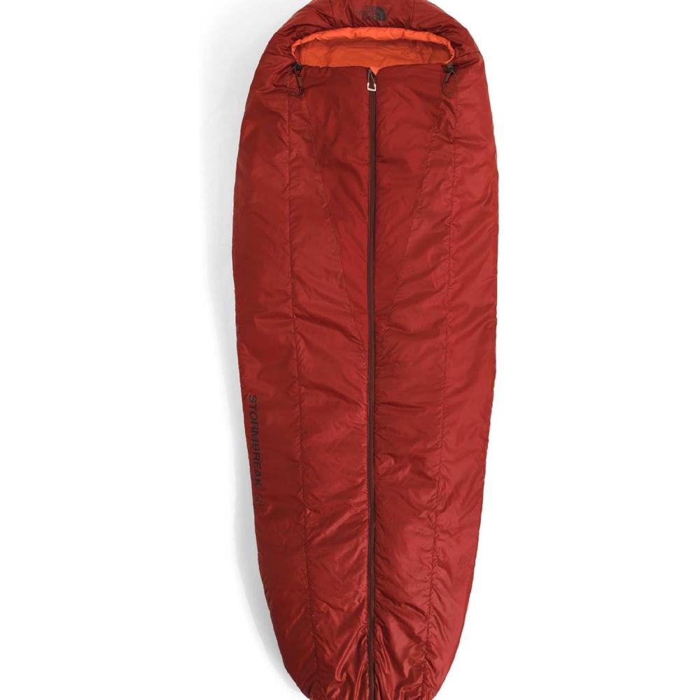imageThe North Face SleepingBags Stormbreak 50F  10C Backpacking Sleeping Bag  Water Repellent Fully Insulated Includes Stuff SackIron ClayLava Red