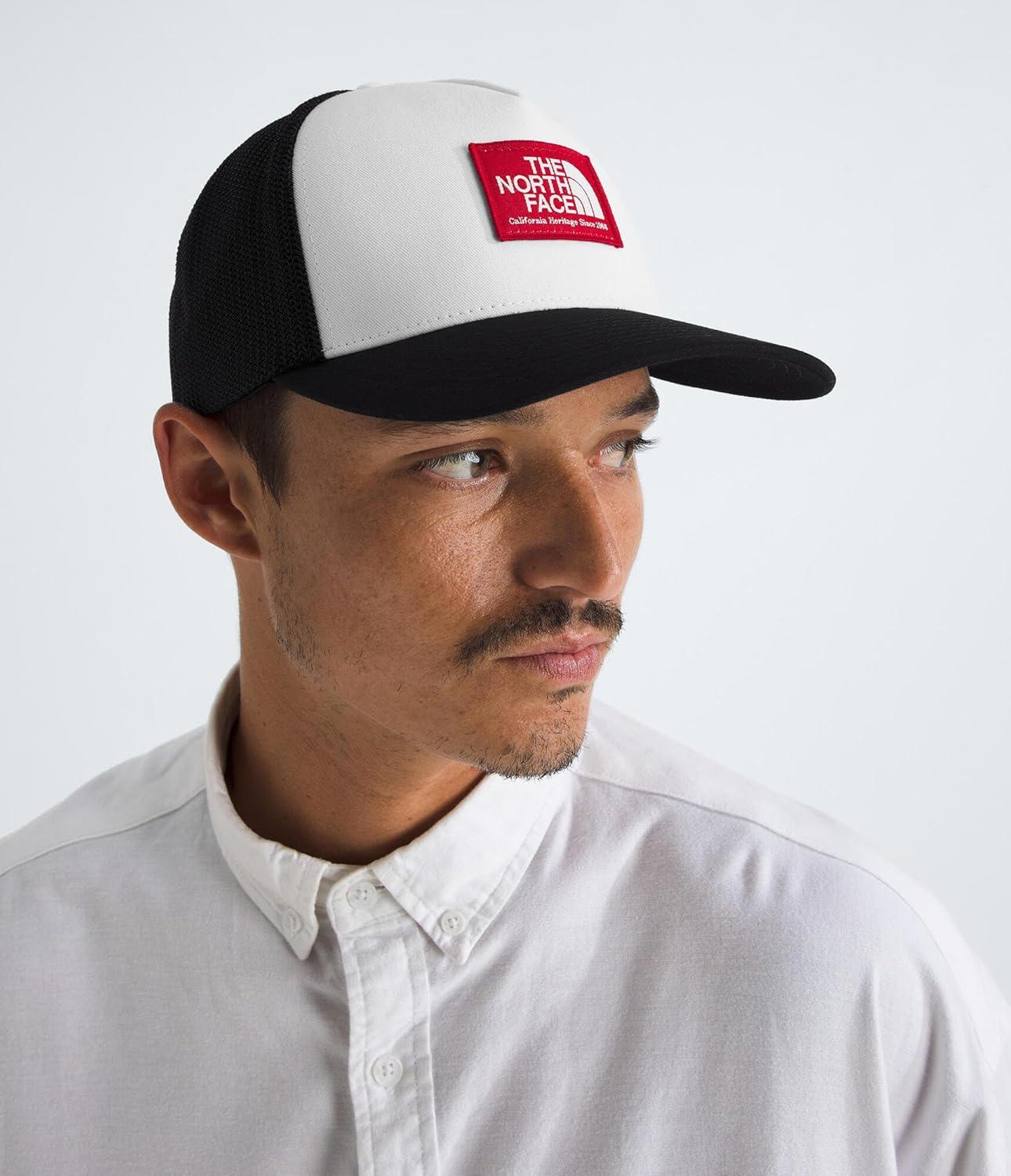 imageTHE NORTH FACE Keep It Patched Trucker Deep Fit Snapback Hat for Men amp Women With Breathable Mesh PanelsTnf BlackHorizon RedTnf White