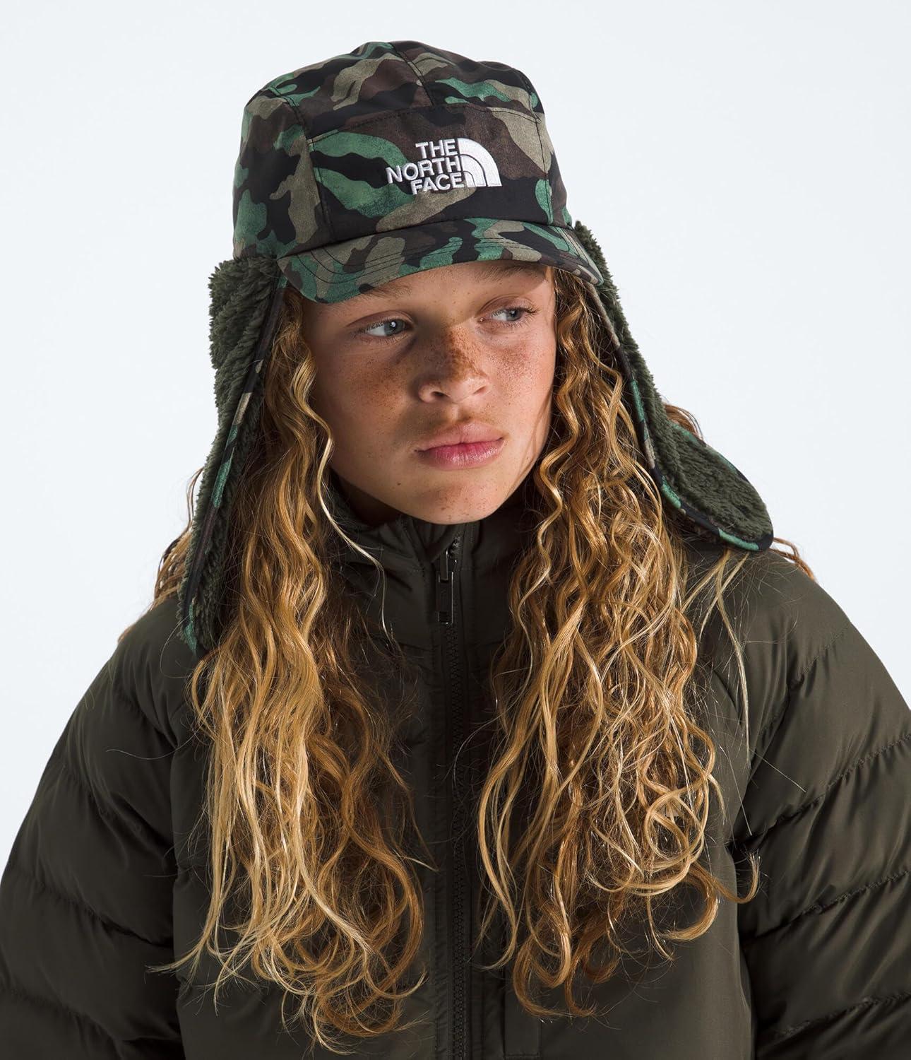 imageTHE NORTH FACE Kids Shasta Trapper Hat Insulated Crown amp Fleece Lined Earflaps Water Repellent Finish Ball Cap BrimTnf Black Tnf Camo Small PrintNew Taupe Green