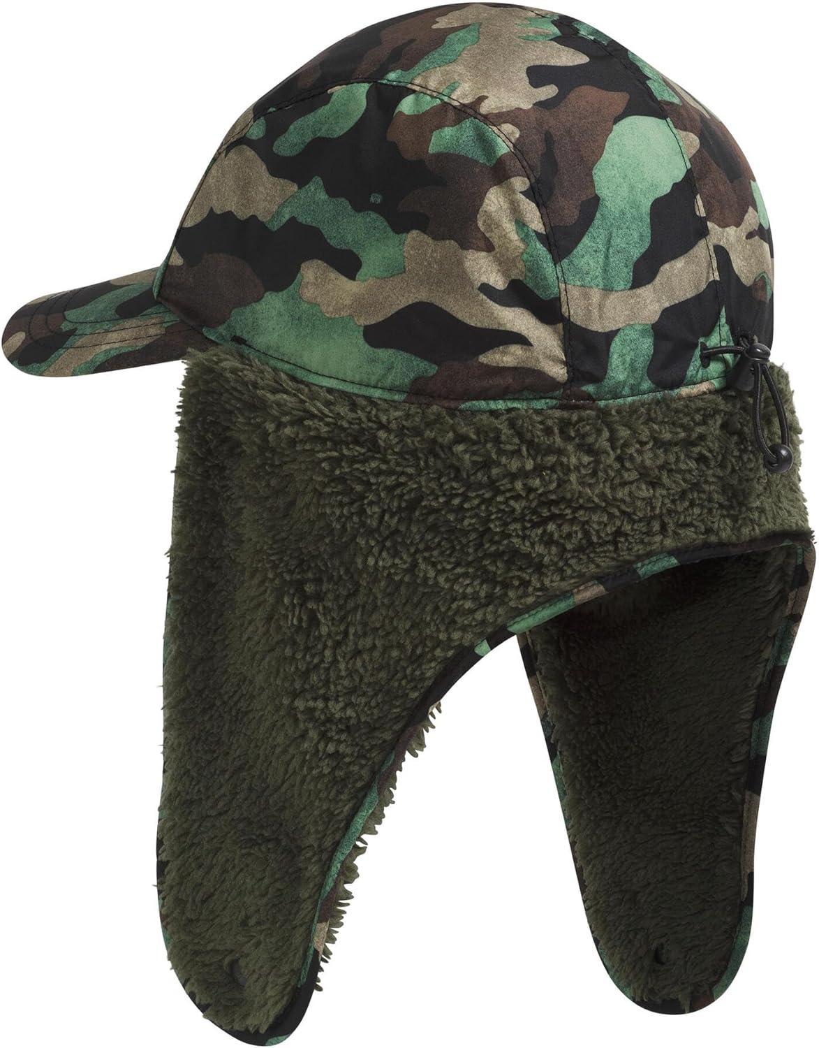 imageTHE NORTH FACE Kids Shasta Trapper Hat Insulated Crown amp Fleece Lined Earflaps Water Repellent Finish Ball Cap BrimTnf Black Tnf Camo Small PrintNew Taupe Green