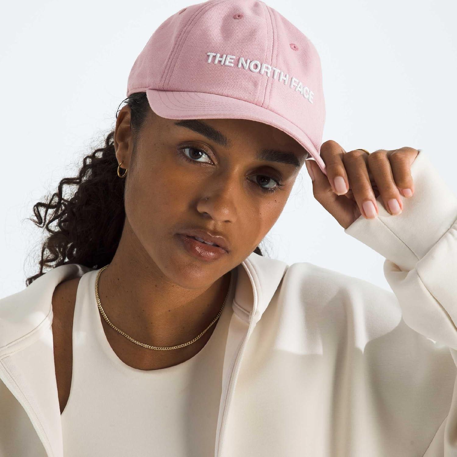 imageTHE NORTH FACE Roomy Norm Hat Classic Fit Ball Cap for Men amp Women Embroidered Logo Adjustable Strap amp Silver BuckleMetal PinkHorizontal Logo