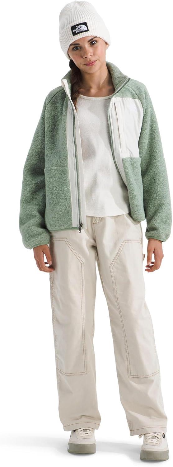 imageTHE NORTH FACE Girls Yumiori Full Zip Jacket Lightweight Fleece Coat Embroidered Logo amp Secure Zip Chest PocketSlate MossWhite Dune