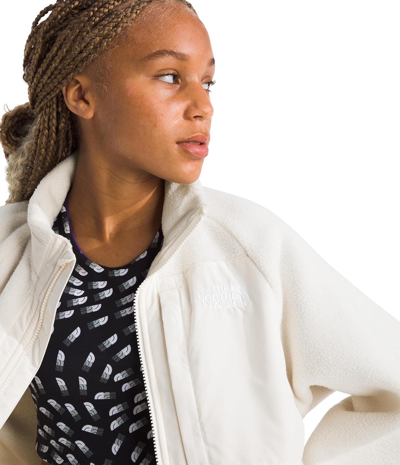 imageTHE NORTH FACE Girls Yumiori Full Zip Jacket Lightweight Fleece Coat Embroidered Logo amp Secure Zip Chest PocketWhite Dune
