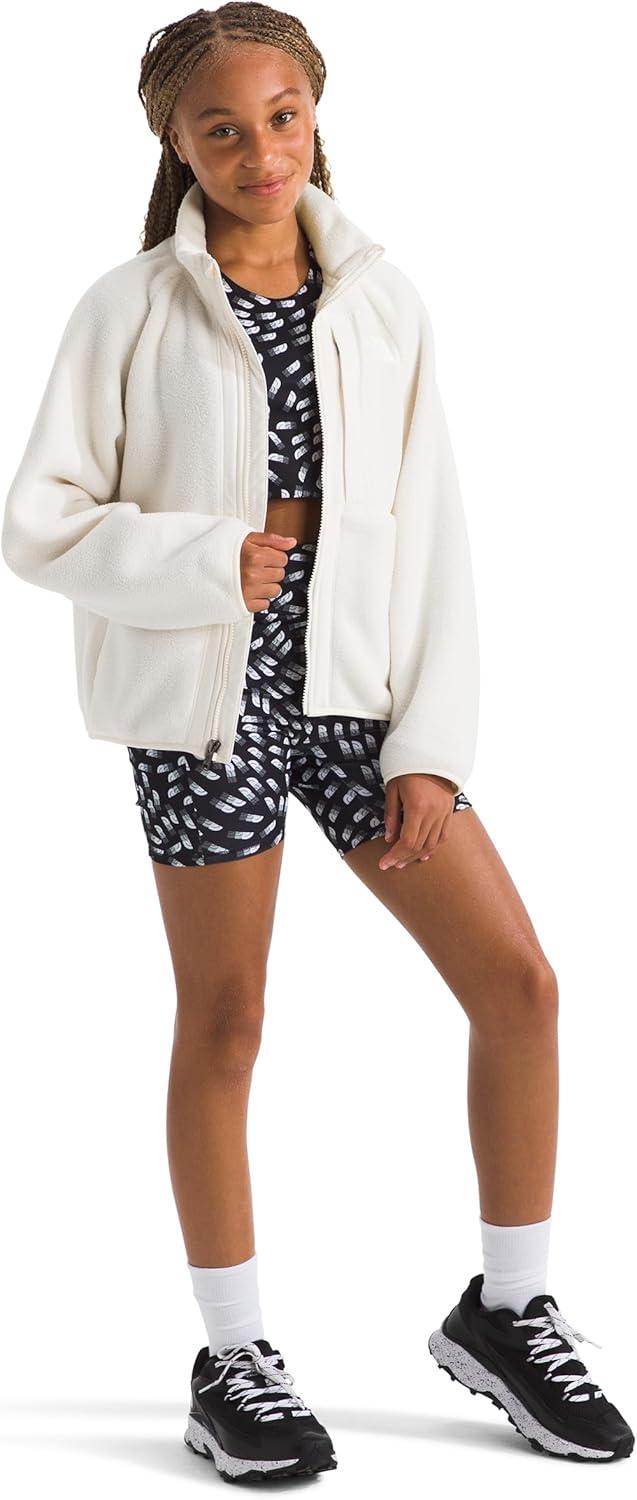 imageTHE NORTH FACE Girls Yumiori Full Zip Jacket Lightweight Fleece Coat Embroidered Logo amp Secure Zip Chest PocketWhite Dune