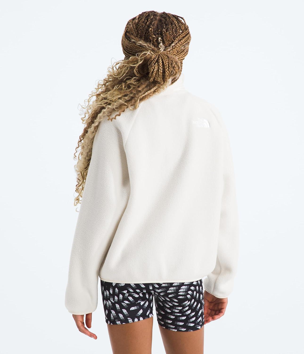 imageTHE NORTH FACE Girls Yumiori Full Zip Jacket Lightweight Fleece Coat Embroidered Logo amp Secure Zip Chest PocketWhite Dune