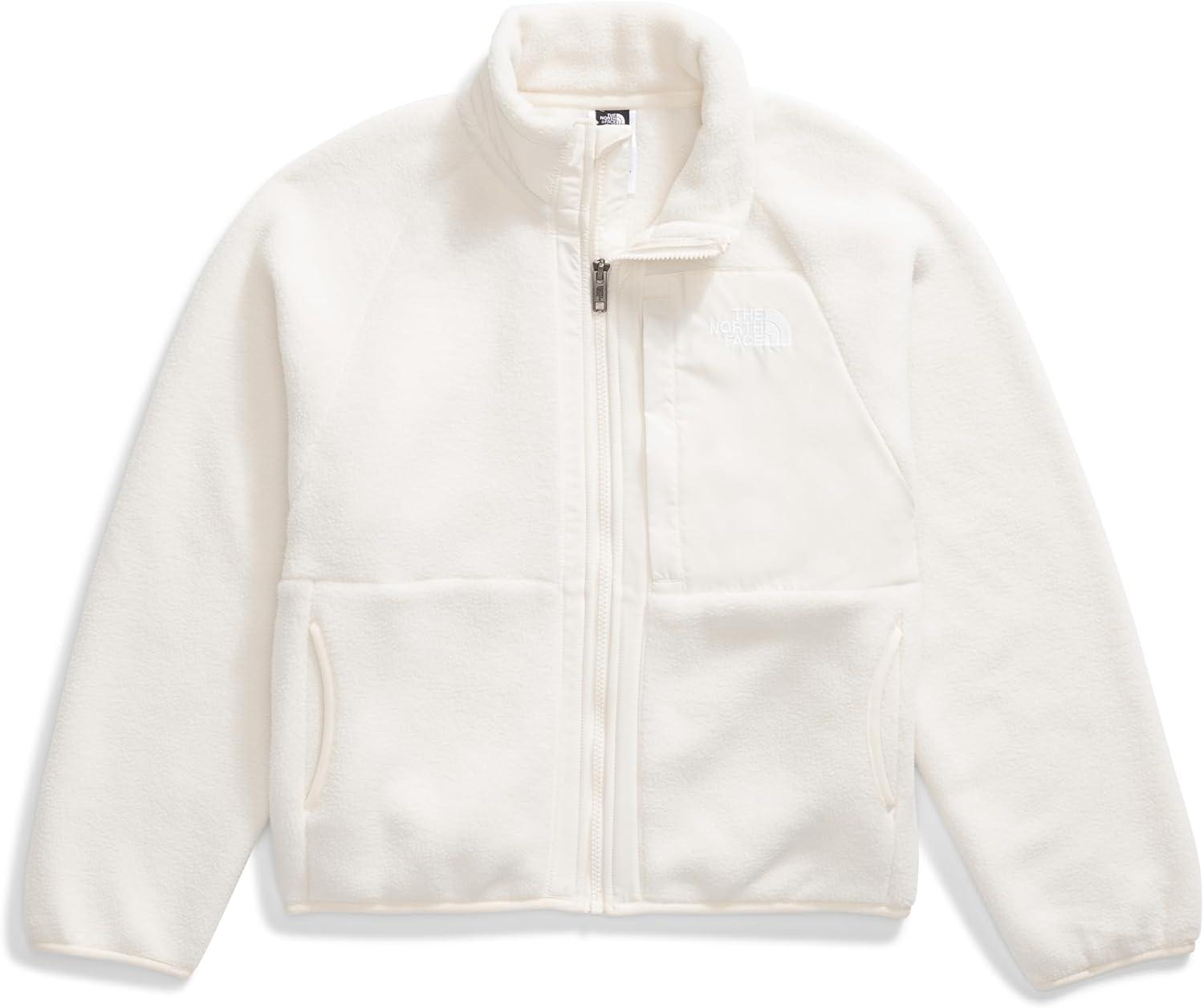 imageTHE NORTH FACE Girls Yumiori Full Zip Jacket Lightweight Fleece Coat Embroidered Logo amp Secure Zip Chest PocketWhite Dune