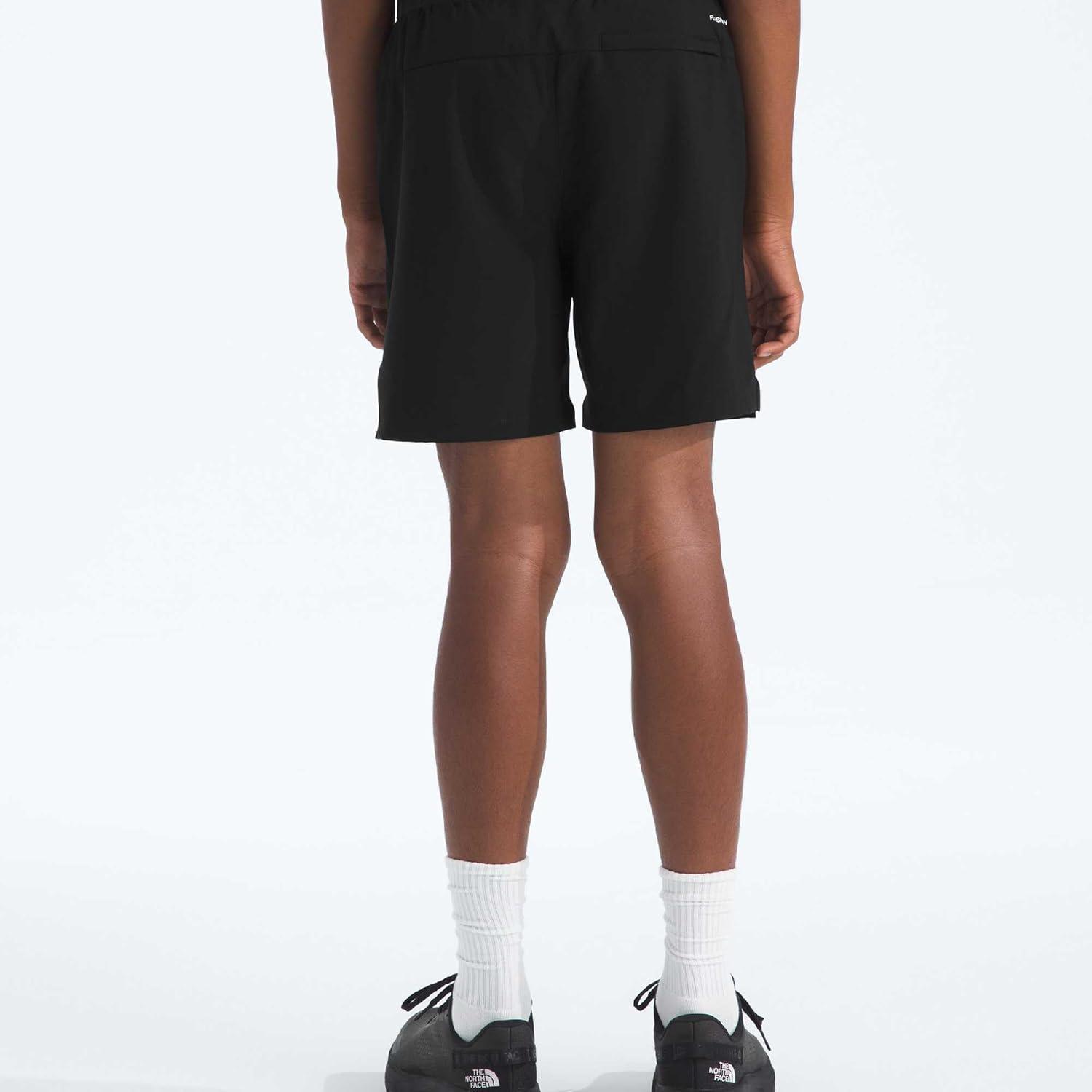 imageThe North Face Boys On The Trail Short Moisture Wicking Water Repellent Finish Elastic Waistband Zip Back PocketTnf BlackSilver Reflective