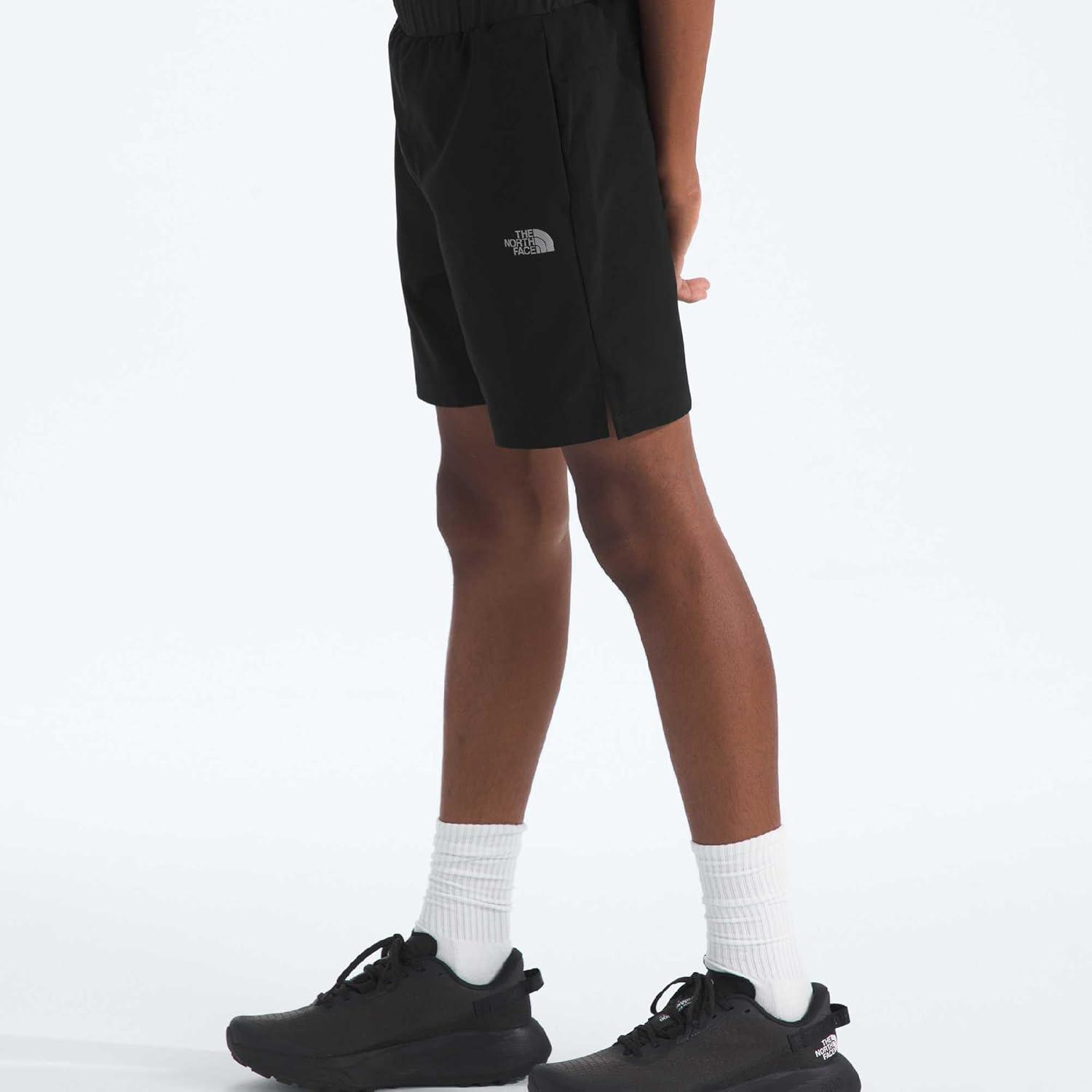imageThe North Face Boys On The Trail Short Moisture Wicking Water Repellent Finish Elastic Waistband Zip Back PocketTnf BlackSilver Reflective