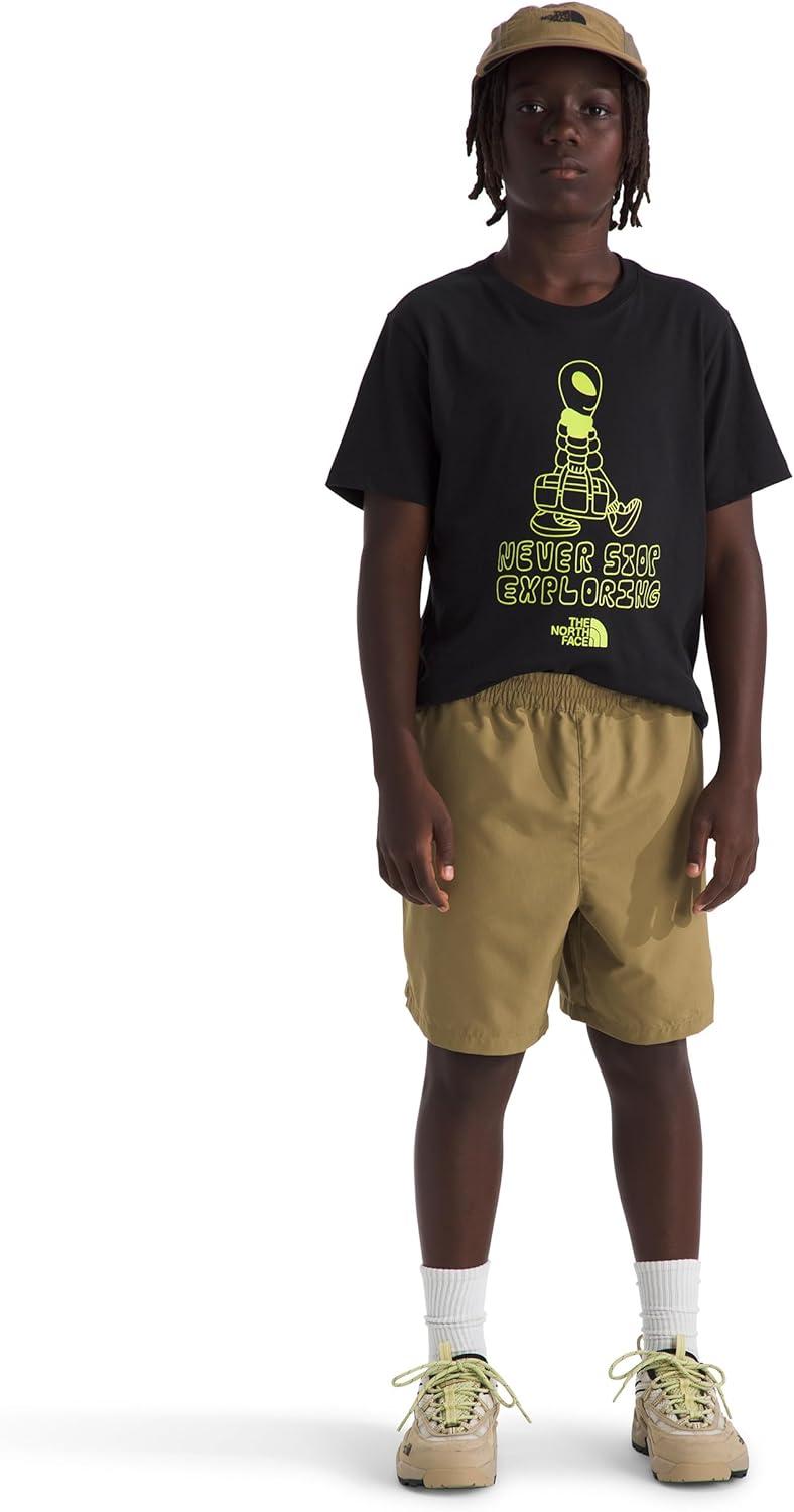 imageThe North Face Kids Class V 5 Short Moisture Wicking Elastic Waistband Adjustable Drawcord ColorChanging DesignCedar Logo Weather Topo Phantom Print