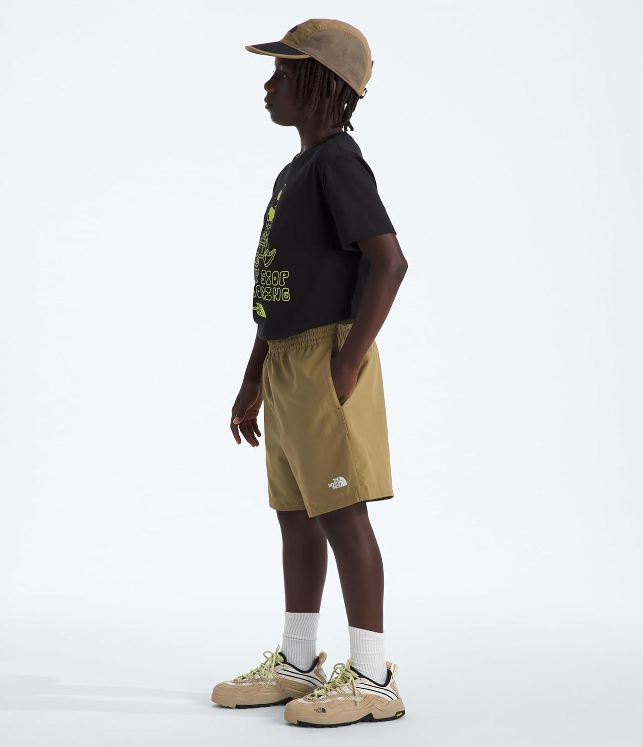 imageThe North Face Kids Class V 5 Short Moisture Wicking Elastic Waistband Adjustable Drawcord ColorChanging DesignCedar Logo Weather Topo Phantom Print