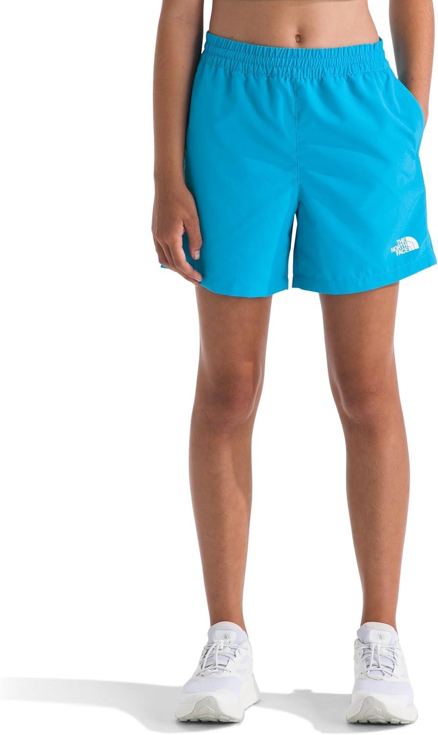 imageThe North Face Kids Class V 5 Short  Moisture Wicking Elastic Waistband Adjustable Drawcord ColorChanging DesignMeridian Blue Logo Weather Topo Phantom Print