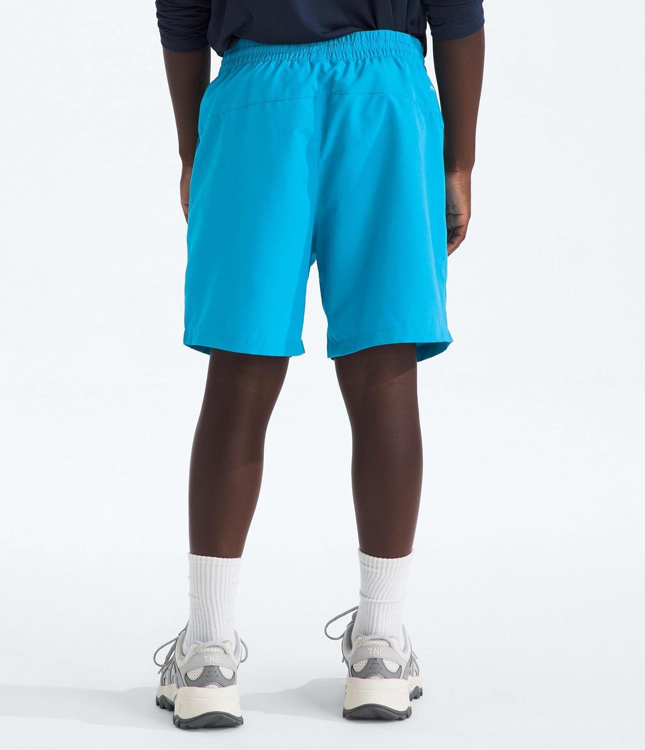 imageThe North Face Kids Class V 5 Short  Moisture Wicking Elastic Waistband Adjustable Drawcord ColorChanging DesignMeridian Blue Logo Weather Topo Phantom Print