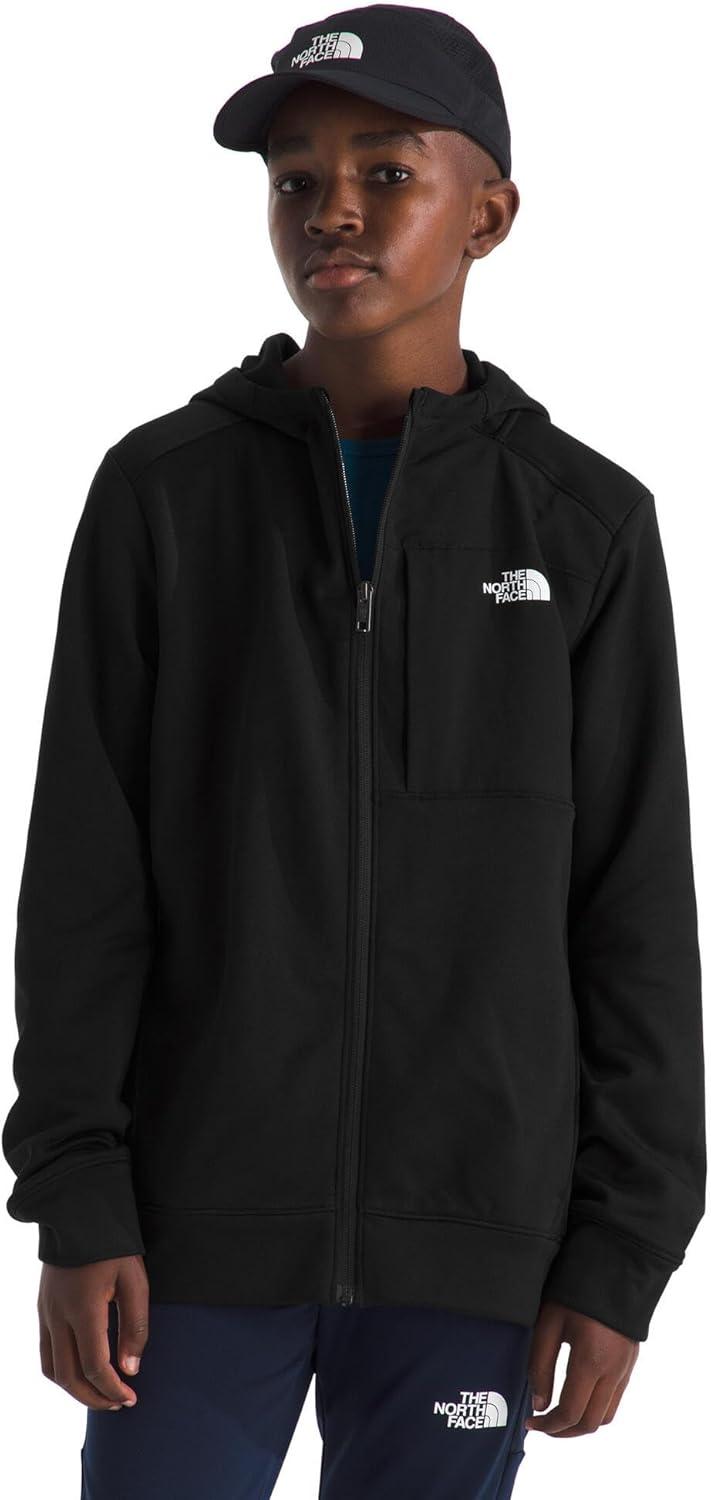 imageThe North Face Teen TNF Performance Fleece Full Zip Hooded Jacket Hoodie for Boys amp Girls Chest Pocket SetIn SleevesTnf Black