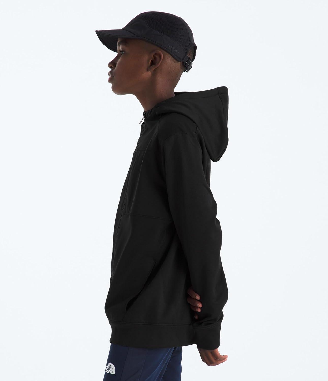 imageThe North Face Teen TNF Performance Fleece Full Zip Hooded Jacket Hoodie for Boys amp Girls Chest Pocket SetIn SleevesTnf Black