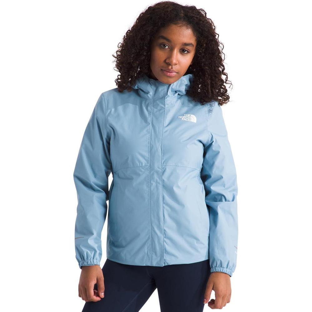 imageTHE NORTH FACE Girls Antora Rain Jacket Waterproof Breathable 3piece Hood Secure Zip Hand PocketSteel Blue