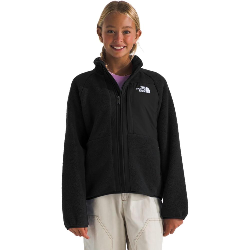 imageTHE NORTH FACE Girls Yumiori Full Zip Jacket Lightweight Fleece Coat Embroidered Logo amp Secure Zip Chest PocketTnf Black