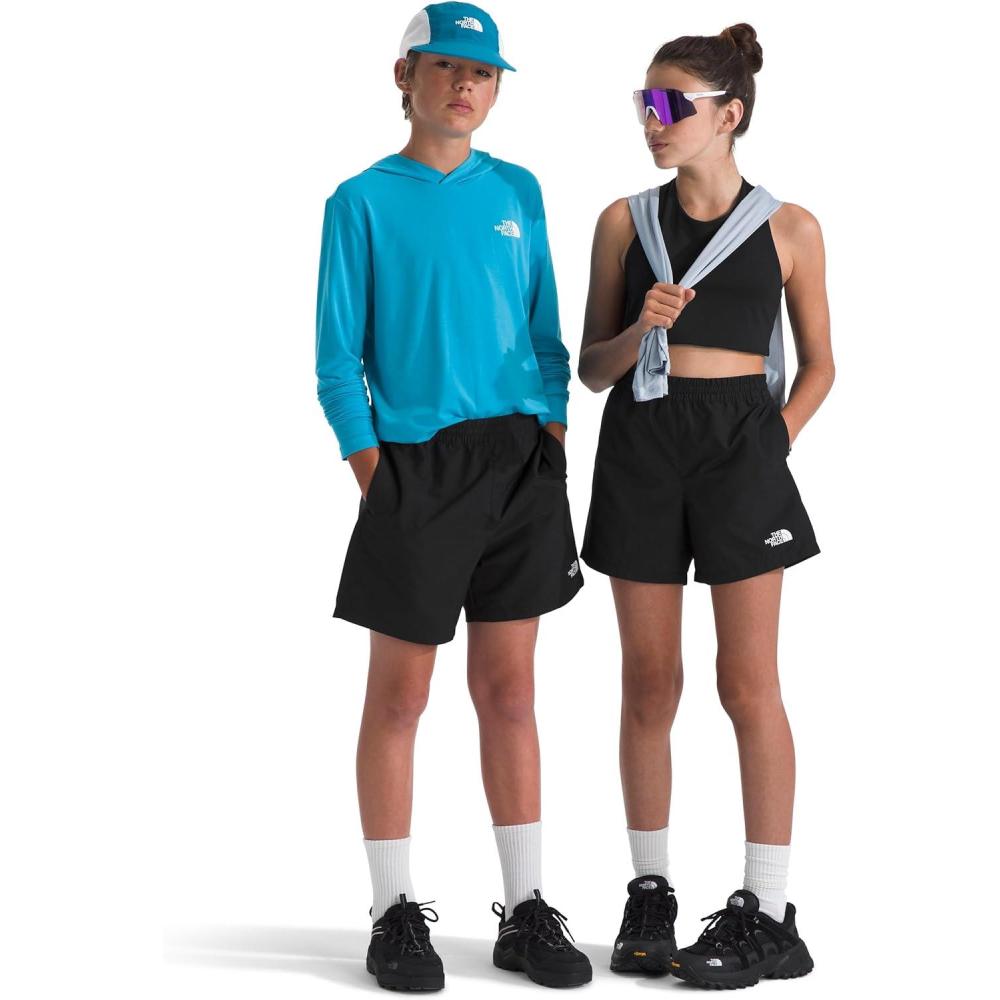 imageThe North Face Kids Class V 5 Short  Moisture Wicking Elastic Waistband Adjustable Drawcord ColorChanging DesignTnf Black Logo Weather Topo Phantom Print