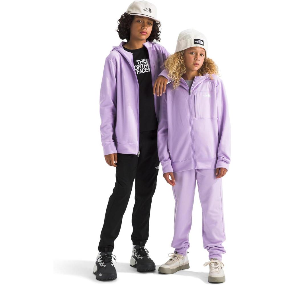 imageThe North Face Teen TNF Performance Fleece Full Zip Hooded Jacket Hoodie for Boys amp Girls Chest Pocket SetIn SleevesLite Lilac