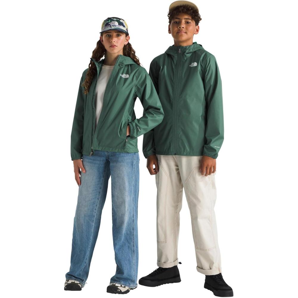 imageThe North Face Unisex Kids Zipline Rain Jacket Waterproof Rain Coat Secure Zip Pockets Weather Ready HoodDuck Green