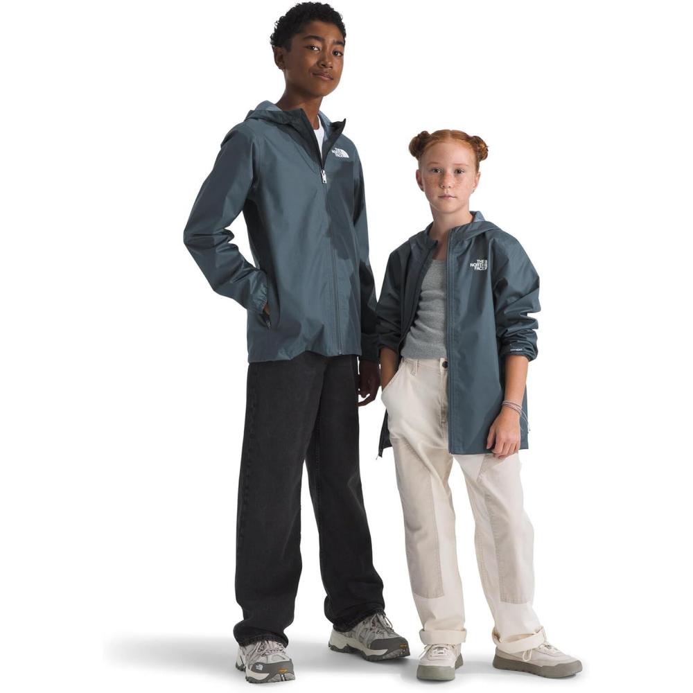 imageThe North Face Unisex Kids Zipline Rain Jacket Waterproof Rain Coat Secure Zip Pockets Weather Ready HoodGranite Grey