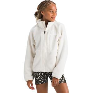 THE NORTH FACE Girls’ Yumiori Full Zip Jacket | Lightweight Fleece Coat, Embroidered Logo & Secure Zip Chest Pocket(White Dune)