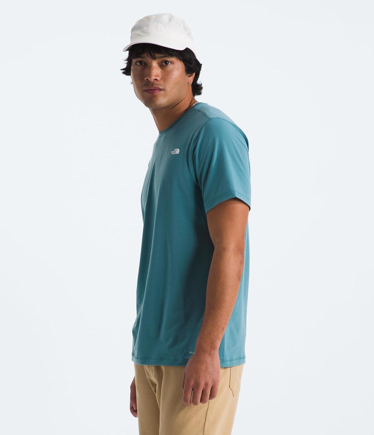 imageTHE NORTH FACE Mens Adventure Tee Lightweight amp Stretchy Shirt With Setin Sleeves amp Heat Transfer LogoAlgae Blue
