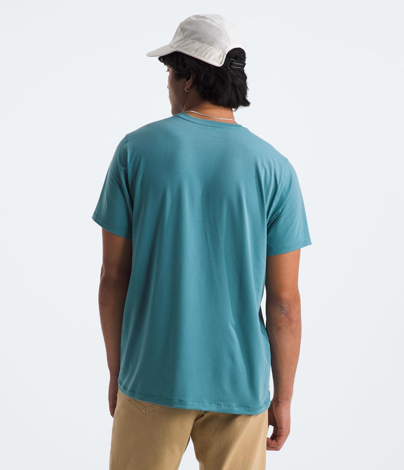 imageTHE NORTH FACE Mens Adventure Tee Lightweight amp Stretchy Shirt With Setin Sleeves amp Heat Transfer LogoAlgae Blue